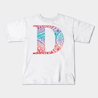 Mandala Letter D - Sunset Kids T-Shirt